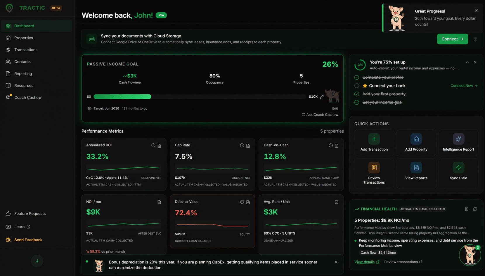Tractic dashboard overview